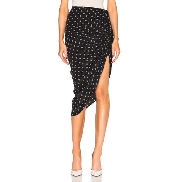 Veronica Beard Ari Black Silk Blend Ruched Asymmetrical Midi Skirt Size 12 - Picture 1 of 13